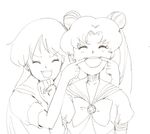  azuma_yukihiko bishoujo_senshi_sailor_moon double_bun friends greyscale hino_rei long_hair lowres monochrome multiple_girls open_mouth school_uniform serafuku traditional_media tsukino_usagi twintails 