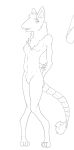 anthro breasts claws digitigrade ear_tuft feet female hair hands_behind_back hi_res inner_ear_fluff knock-kneed navel neck_tuft nervous nervous_smile noseless nude null paws prosthetic prosthetic_limb slim small_breasts solo tail tail_tuft tarva_(the_nature_of_predators) the_nature_of_predators toes tuft united_patriots venlil_(the_nature_of_predators)