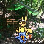  amphibian anthro ass_up bdsm bondage bound camp camping_tent canid degradation dialogue duo english_text explorer forced forest jungle male male/male mammal muzzle_(object) muzzled native outside photo_background photography_(artwork) plant plap raceplay racism rape salamander scalie sex smacking_ass smalleebun sound_effects speciesism text tree tribal 