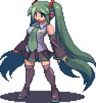  d-01 green_hair hatsune_miku headphones long_hair lowres pixel_art solo thighhighs twintails very_long_hair vocaloid 