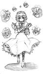  alice_margatroid blackheart book greyscale grimoire grimoire_of_alice monochrome ribbon shanghai_doll short_hair skirt solo touhou 