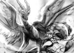 2016 ambiguous_gender battle chrono_cross clothed clothed_human clothed_male clothing darkmirage digital_drawing_(artwork) digital_media_(artwork) dragon duo eye_contact feral human looking_at_another male mammal melee_weapon mythological_creature mythological_scalie mythology scalie serge_(chrono_cross) size_difference sketch standing sword weapon wings