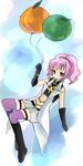  anya_alstreim balloon cape code_geass gloves knights_of_the_round_uniform midriff pink_hair solo thighhighs tsukiyo_(skymint) 
