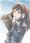  alicia_melchiott artist_request brown_eyes brown_hair flower gloves military military_uniform official_art senjou_no_valkyria senjou_no_valkyria_1 smile solo twintails uniform 