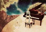  bad_id bad_pixiv_id flower from_behind grand_piano green_hair hatsune_miku instrument kirino_kasumu le_petit_prince long_hair music parody piano piano_bench playing_instrument rose sitting solo tree twintails very_long_hair vocaloid 