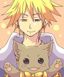  blonde_hair cat cello_(little_princess) little_princess lowres marl_kingdom nyanko_(marl_kingdom) short_hair smile tsuyuka_(sunny_spot) 