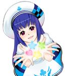  arin blue_hair dress hat highres long_hair pangya purple_eyes solo star vuipui 