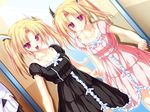  blonde_hair dress game_cg magus_tale mirror multiple_girls nina_geminis non-web_source open_mouth purple_eyes reflection rena_geminis ribbon siblings sisters tenmaso twins twintails 