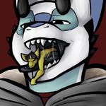  black_hair body_in_mouth clothing dragon duo eric_the_dragon futonmania geno hair imminent_vore kirin maw_shot mawshot nude saliva size_difference teeth tongue tongue_out vorarephilia vore 