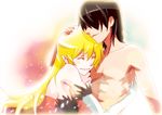  1girl abs araragi_koyomi blonde_hair closed_eyes elbow_gloves gloves kiss-shot_acerola-orion_heart-under-blade long_hair monogatari_(series) pointy_ears s.h.v 