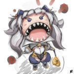  angry blue_eyes blush_stickers chaos_code chibi cthylla_(chaos_code) eyebrows highres long_hair sansenyama sharp_teeth solo teeth twintails wand white_hair 