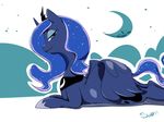  female feral friendship_is_magic hair hooves horn long_hair lying mammal my_little_pony night on_front princess_luna_(mlp) solo swomswom winged_unicorn wings 
