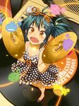  :d blue_eyes cymbals dress fang hair_ornament hair_ribbon ilog instrument katsumi_misaki musical_note no_socks open_mouth pairan phonograph polka_dot polka_dot_dress ribbon shoes smile solo yellow_eyes 