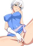  1girl anus breasts covered_nipples erect_nipples fairy_tail highres large_breasts lisanna lisanna_strauss masturbation pixiv_manga_sample pussy resized solo uncensored white_hair 