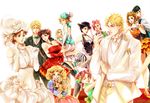  6+girls breasts caesar_anthonio_zeppeli cleavage dio_brando dress formal genderswap genderswap_(mtf) giorno_giovanna gown guido_mista gyro_zeppeli hat higashikata_jousuke highres johnny_joestar jojo_no_kimyou_na_bouken jonathan_joestar joseph_joestar_(young) kishibe_rohan kuujou_jolyne kuujou_joutarou large_breasts multiple_boys multiple_girls steel_ball_run tatsumi 