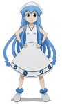  1girl absurdres blue_eyes dress hands_on_hips hat highres ikamusume long_hair possible_duplicate shinryaku!_ikamusume solo tentacle tentacle_hair transparent_png vector_trace 