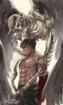  abs bad_id bad_pixiv_id chain dark_persona dated demon gauntlets highres horns kazama_jin male_focus muscle obita pectorals skeleton solo spiked_hair tekken wings 