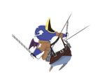  beak belt buckle crossover disgaea full_body jacket long_sleeves nippon_ichi no_humans open_clothes open_jacket open_mouth prinny shingeki_no_kyojin simple_background standing three-dimensional_maneuver_gear tidalforge white_background 