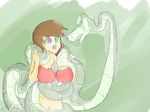  bondage bound brown_hair clothed clothing coiling dafoxy feral hair human hypnosis jungle_book kaa_(jungle_book) mammal mind_control open_mouth python reptile scalie simple_background snake 