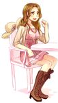  1girl atlus boots chair dress ebihara_ai hat kataro long_hair persona persona_4 shin_megami_tensei 