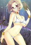  :o absurdres arm_behind_back blurry blush book boots bra bracelet breasts cleavage contrapposto covered_nipples cowboy_shot demon_girl demon_wings depth_of_field fingernails gem genkai_tokki_monster_monpiece glasses grey_hair groin head_tilt highres hip_bones holding holding_book jewelry kneeling kumatora_tatsumi large_breasts leaning long_fingernails long_pointy_ears looking_at_viewer low_wings lowleg lowleg_panties navel neck_ring official_art open_book open_mouth outline panties pointy_ears purple-framed_eyewear purple_eyes short_hair sideboob skindentation slender_waist solo standing string_panties succubus succubus_(genkai_tokki_monster_monpiece) underboob underwear underwear_only white_bra white_panties wings 