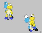  anthro blush boots clothing contimplatininspiratio cuddling dinosaur duo featureless_crotch footwear hybrid koopa koopa_troopa lighty_marteniz lizard mario_bros nintendo nude reptile scalie shell shoes stripped tongue turtle underwear undressing video_games yoshi 