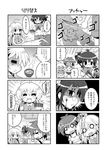  4koma :3 =_= ^_^ ahoge blank_eyes blood bow bowl bunny closed_eyes colonel_aki comic empty_eyes expressionless fang food glasses gleam greyscale hair_bow knife koyano_ichigo long_hair looking_at_viewer monochrome multiple_girls nakamiya_mayu o_o ookami_riku original ponytail profile shaded_face shocked_eyes short_hair speech_bubble steam sweat talking text_focus translated upper_body very_long_hair 