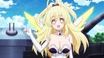  1girl animated animated_gif blonde_hair bouncing_breasts breasts choujigen_game_neptune cleavage large_breasts long_hair mecha_musume neptune_(series) pish solo yellow_eyes yellow_heart 