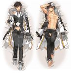  1boy black_hair elsword eyes_closed gloves highres jacket limble looking_at_viewer lying male male_focus open_clothes pixiv_manga_sample raven_(elsword) resized shoes sleeping underwear 
