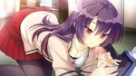  1girl censored fujita_konomi game_cg jewelry koi_saku_miyako_ni_ai_no_yakusoku_wo_~annaffiare~ long_hair natsume_eri necklace pantyhose penis pink_eyes purple_hair skirt 