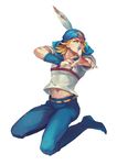  bad_id bad_pixiv_id blonde_hair blue_eyes feathers hat hood hoodie johnny_joestar jojo_no_kimyou_na_bouken lipstick makeup male_focus midriff ncww_rinichi solo steel_ball_run 