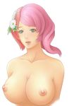  1girl alisa_boskonovich android areolae breasts collarbone flower hair_flower hair_ornament jubunairu naked namco nipples nude pink_hair short_hair solo tekken trinitrotoluene 