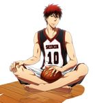  1boy basketball basketball_uniform kagami_taiga kuroko_no_basuke male male_focus red_eyes red_hair sitting solo sportswear 