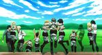  6+boys annie_leonhardt armin_arlert belt bertolt_hoover black_hair blonde_hair brown_hair christa_renz cloud connie_springer day emblem eren_yeager hill jacket jean_kirchstein marco_bodt mikasa_ackerman military_police_brigade_(emblem) multiple_boys multiple_girls paradis_military_uniform reiner_braun sasha_braus shingeki_no_kyojin short_hair sky survey_corps_(emblem) takayan thigh_strap ymir_(shingeki_no_kyojin) 