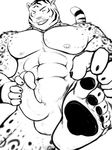  5_toes abs anthro balls biceps big_muscles claws erection feline fur leopard looking_at_viewer male muscles nipples nude pawpads penis snow_leopard solo standing taoren 