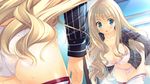  blonde_hair blue_eyes breasts game_cg hoshi_no_ne_sanctuary long_hair marmalade naruse_hirofumi nipples open_shirt panties serina_malgrid_octavius thighhighs underwear wet 