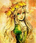  dora_(risunofuko12) flower green_eyes hair_flower hair_ornament ib long_hair mary_(ib) smile solo 