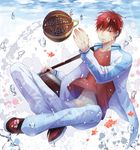  1boy bag basketball bubble fish kagami_taiga kuroko_no_basuke male male_focus red_eyes red_hair shoes sneakers solo underwater water 