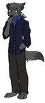  bare_foot barefoot blue_eyes canine folf fox hybrid kota mammal original_character scar solo standing sweater wolf xx-heartattack 