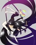  absurdly_long_hair androgynous bad_id bad_pixiv_id black_gloves black_hair black_legwear bort diamond_(houseki_no_kuni) elbow_gloves full_body gem_uniform_(houseki_no_kuni) gloves houseki_no_kuni katana long_hair multicolored_hair multiple_others pose rainbow_hair short_hair sword thighhighs very_long_hair weapon white_gloves white_legwear yonek-a 