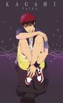  1boy absurdres highres kagami_taiga kuroko_no_basuke male male_focus male_only red_eyes red_hair shoes sitting sneakers solo 