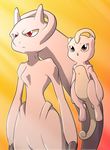  artist_request head_tail mega_mewtwo mega_mewtwo_y mega_pokemon mew mewtwo nintendo no_humans pokemon pokemon_(game) pokemon_xy purple_eyes red_eyes 