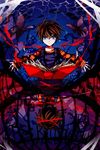  abstract blood blue_eyes book brown_hair bug butterfly crazy_smile dual_persona evil_smile flower insect mizuoka_yuuichi multiple_boys outstretched_arms re:kinder rose shirt short_hair smile spoilers striped striped_shirt suspenders tears yagumi_(1174-w) 