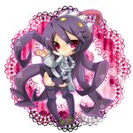  bad_id bad_pixiv_id black_hair black_legwear breasts chibi extra_mouth filia_(skullgirls) highres long_hair necktie prehensile_hair red_eyes rin10 samson_(skullgirls) school_uniform skullgirls small_breasts smile solo thighhighs tongue tongue_out 