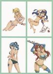  4girls barefoot bikini blonde_hair blue_hair breasts brown_eyes cat charle_(fairy_tail) erza_scarlet exceed fairy_tail feet juvia_loxar large_breasts long_hair lucy_heartfilia mashima_hiro multiple_girls official_art purple_hair red_hair smile swimsuit tattoo twintails wendy_marvell 