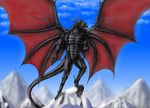  abs angry anthro black_body black_dragon chiropteradaemonicus dragon horn humanoid invalid_color male markus_leinonen red_wings scales scalie yellow_eyes 