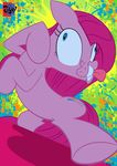  abstract_background blue_eyes cutie_mark derp_eyes equine female friendship_is_magic horse insane jowybean mammal my_little_pony pinkamena_(mlp) pinkie_pie_(mlp) pony solo straight_hair tongue tongue_out 