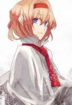  alice_margatroid ashiwara_yuu blonde_hair blue_eyes capelet hairband necktie short_hair solo touhou 