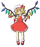  ane bad_id bad_pixiv_id blonde_hair fang flandre_scarlet hat hat_ribbon red_eyes ribbon side_ponytail solo touhou wings wrist_cuffs 