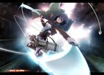  1girl black_eyes black_hair cape forest highres mikasa_ackerman nature nuka_(nvkka) scarf shingeki_no_kyojin short_hair sword tree uniform weapon 